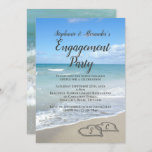 Scenic Hearts in the Sand Beach Engagement Party Invitation