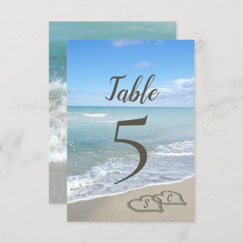 Scenic Hearts in the Sand Beach Table Number