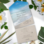 Scenic Hearts in the Sand Beach Wedding All In On All In One Invitation