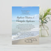 Scenic Hearts in the Sand Beach Wedding Invitation (Standing Front)