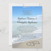 Scenic Hearts in the Sand Beach Wedding Invitation (Front)