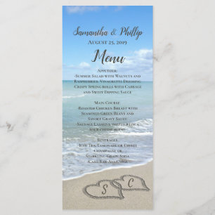 Scenic Hearts in the Sand Beach Wedding Menu