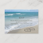 Scenic Hearts in the Sand Beach Wedding RSVP Reply Business Card