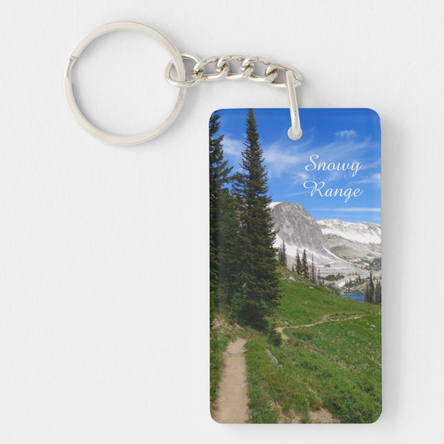 Scenic Hiking Snowy Range Mountain Summit Wyoming Keychain (Front)