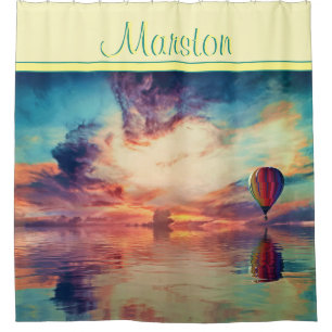 Scenic Hot Air Balloon Name Yellow Shower Curtain
