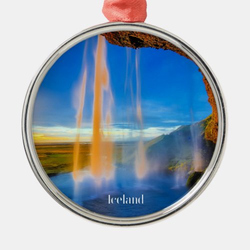 Scenic Iceland skogafoss photographWa Metal Ornament