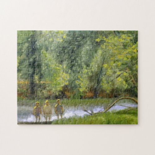 Scenic Illinois River Fishermen in Arkansas Jigsaw Puzzle