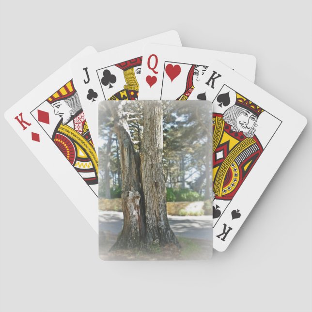 Scenic image of two trees grown together poker cards (Back)
