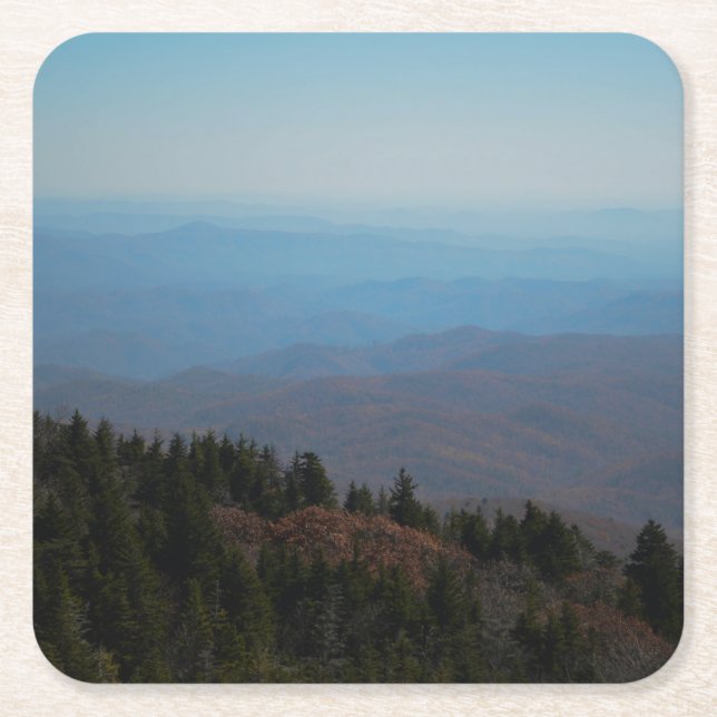 Scenic Inspirational Mountains Photographic Image Square Paper Coaster (Front)