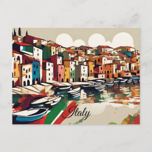 Scenic Italy Mediterranean Coast Flag Colors Postcard