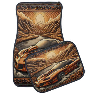 Scenic Journey with Muscle Car Car Floor Mat