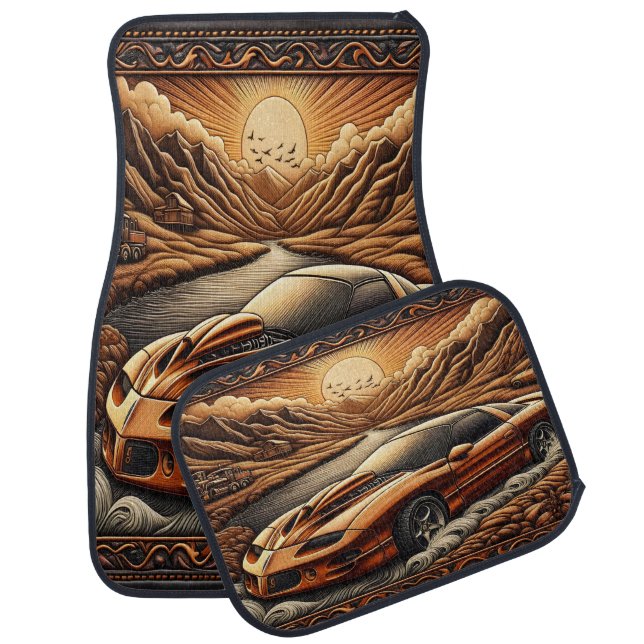 Scenic Journey with Muscle Car Floor Mat (Set)