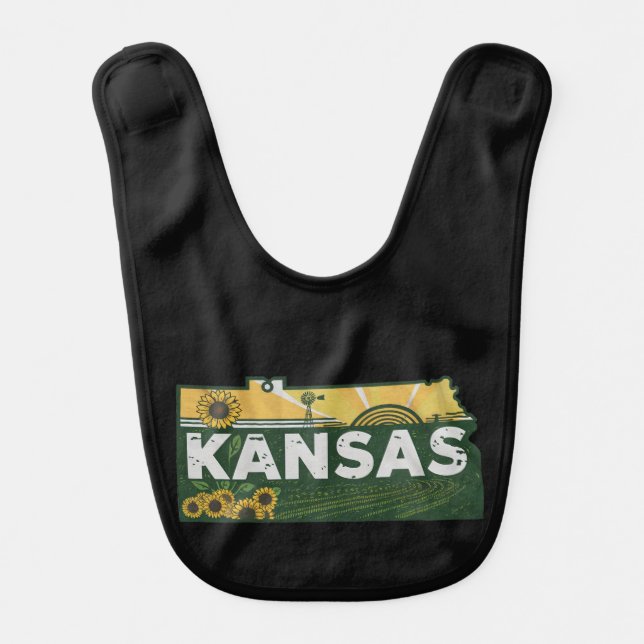 Scenic Kansas Retro Silhouette  Baby Bib (Front)