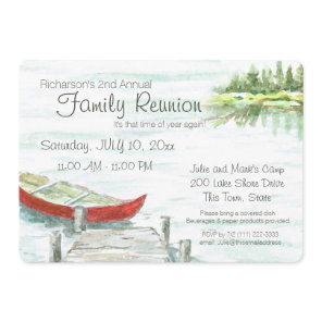 Scenic Lake and Canoe Family Reunion Invitation