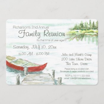 Scenic Lake And Canoe Family Reunion Invitation by happygotimes at Zazzle