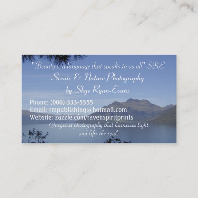 "SCENIC LAKE" Business Cards (Front)