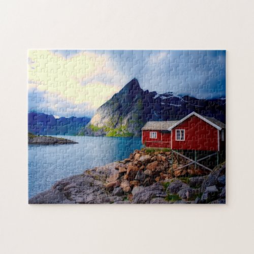Scenic Lake Cottage Fjord Norway Travel Adventure Jigsaw Puzzle