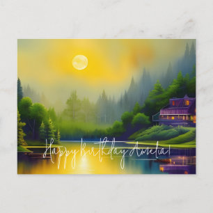 Scenic Lake Digital Art Birthday Postcard