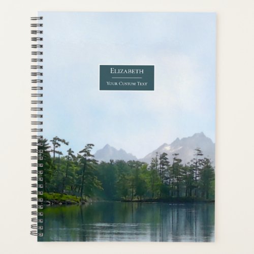 Scenic lake in the mountains personalized journal planner