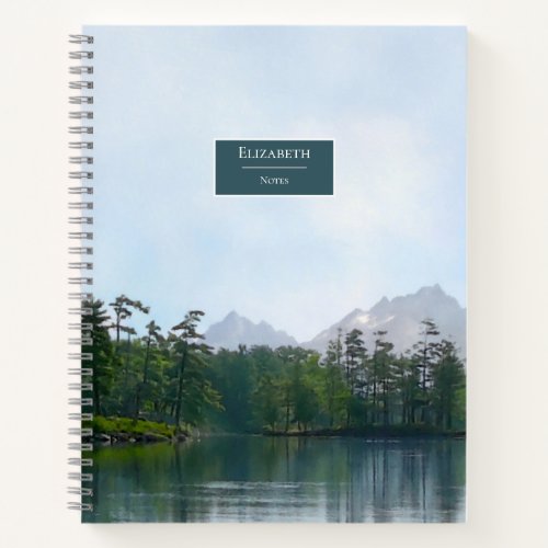 Scenic lake in the mountains w calendar notebook