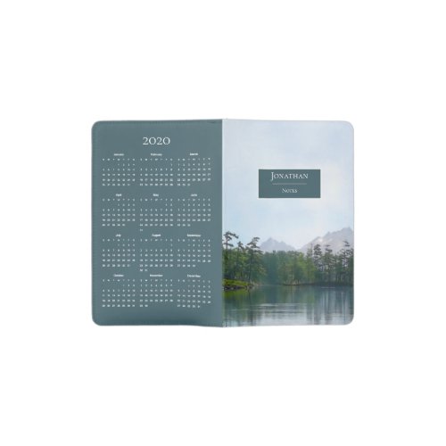 Scenic lake in the mountains w calendar pocket moleskine notebook