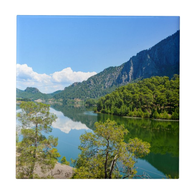 Scenic Lake Mountain Reflection Ceramic Tile (Front)