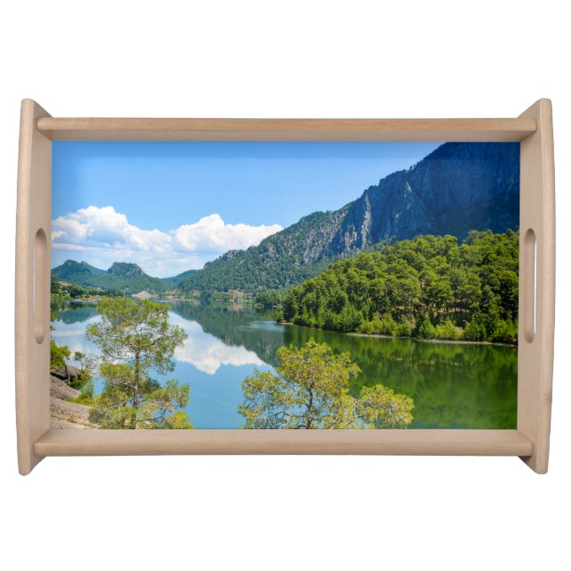 Scenic Lake Mountain Reflection Photo Serving Tray (Front)