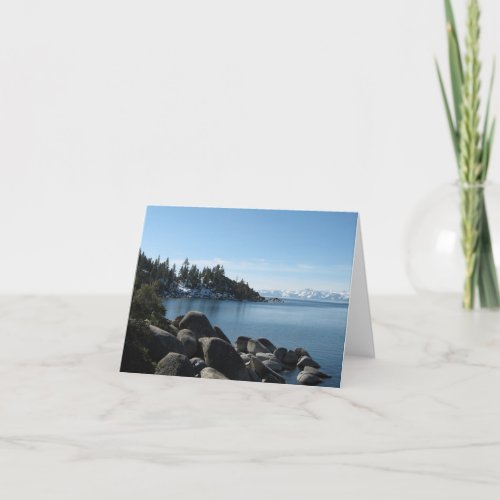 Scenic Lake Tahoe Christmas Snow Covered Mountains Holiday Card