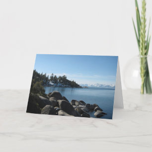 Scenic Lake Tahoe Christmas Snow Covered Mountains Holiday Card