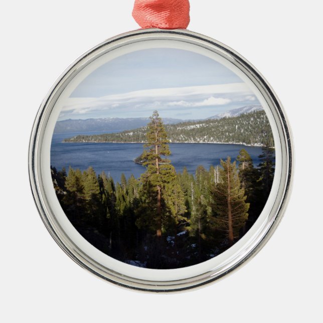 Scenic Lake Tahoe Deluxe Metal Ornament (Front)