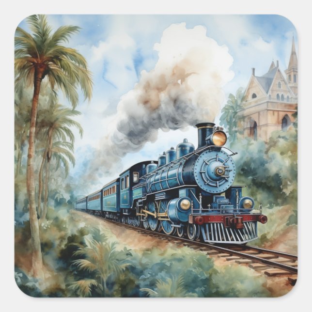 Scenic Landscape a Victorian Train Square Sticker (Front)