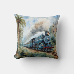 Scenic Landscape a Victorian Train Throw Pillow