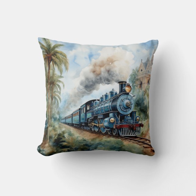 Scenic Landscape a Victorian Train Throw Pillow (Front)