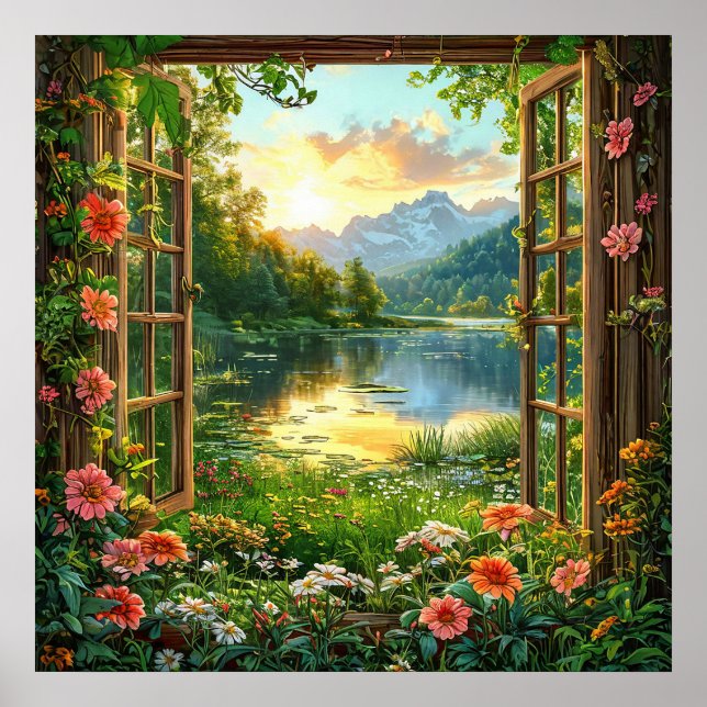 Scenic Landscape Fake Window Print – Calm Nature (Front)