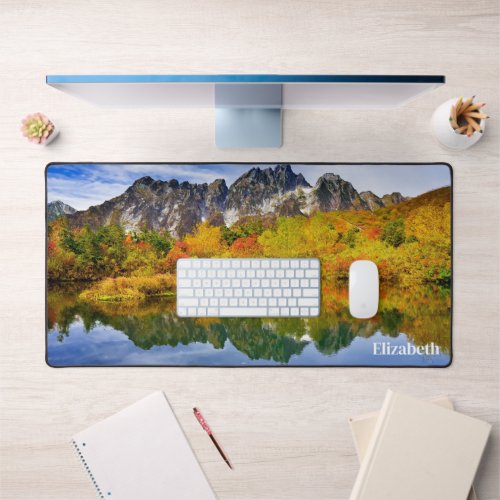 Scenic Landscape Forest and Mountains  Desk Mat