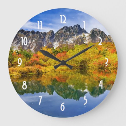Scenic Landscape Forest and Mountains Large Clock