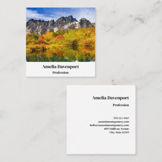 Scenic Landscape Forest and Mountains Square Business Card (Front/Back)