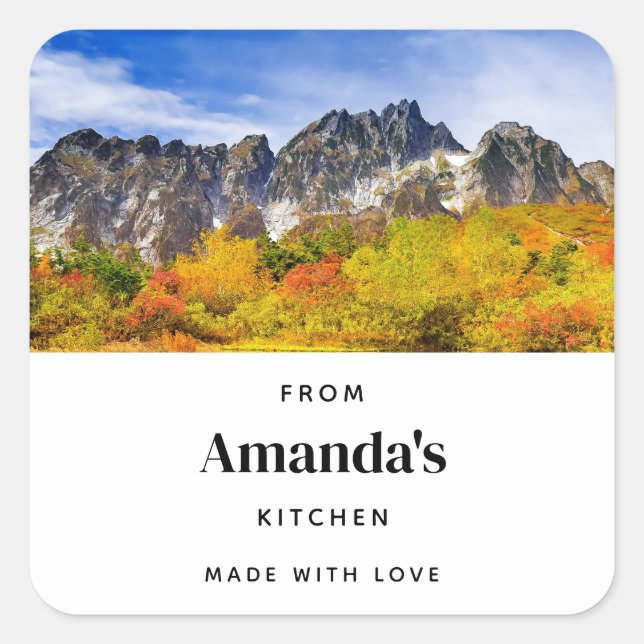 Scenic Landscape Forest and Mountains  Square Sticker (Front)