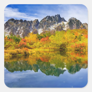 Scenic Landscape Forest and Mountains Square Sticker