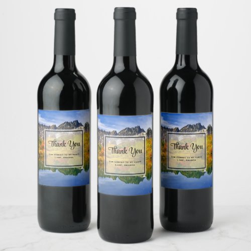 Scenic Landscape Forest and Mountains Thank You Wine Label