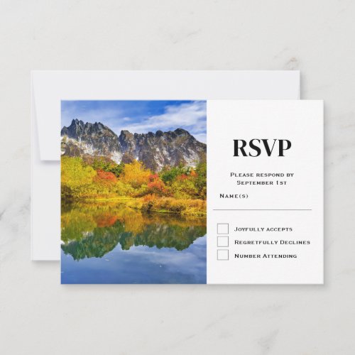 Scenic Landscape Mountains Lake Forest Wedding RSVP Card
