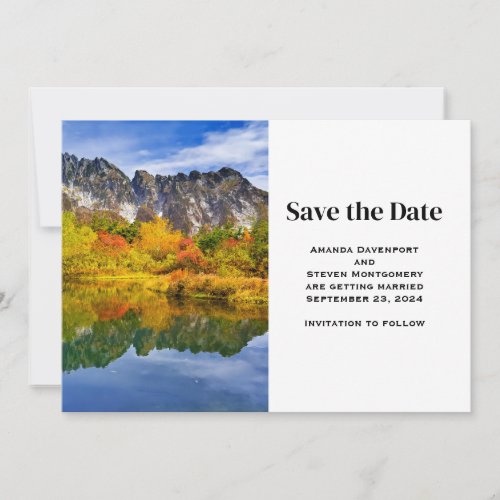 Scenic Landscape Mountains Lake Forest Wedding Save The Date