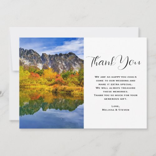 Scenic Landscape Mountains Lake Forest Wedding Thank You Card