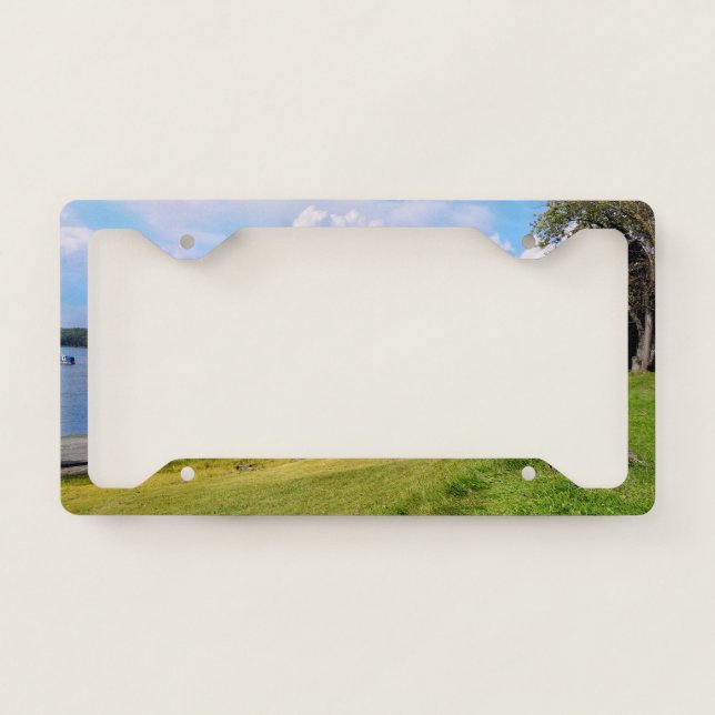 Scenic Landscape, Sky, Clouds, Grass and Water License Plate Frame (Front)