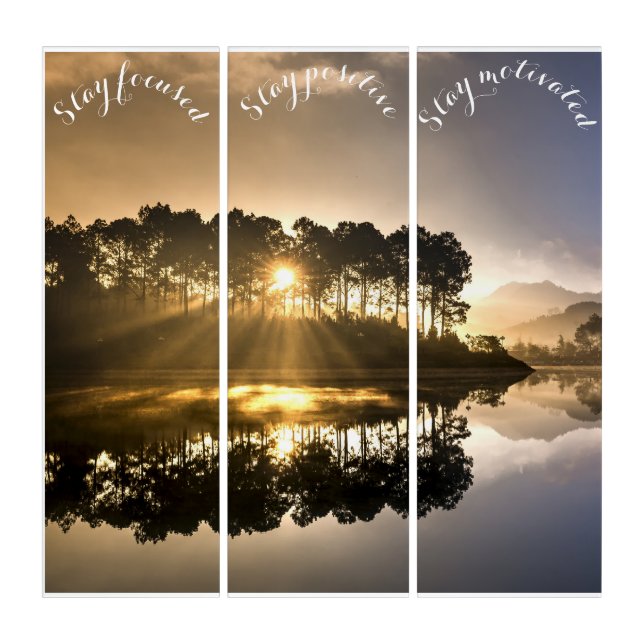 Scenic landscape Success Phrase Triptych Wall Art (Front)