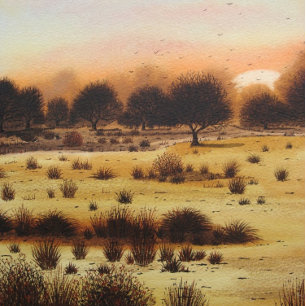 scenic landscape sunset over woodland plains art jigsaw puzzle