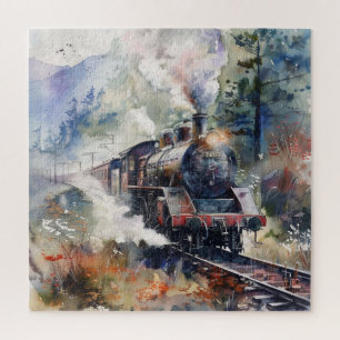 Scenic Landscape with Train Jigsaw Puzzle