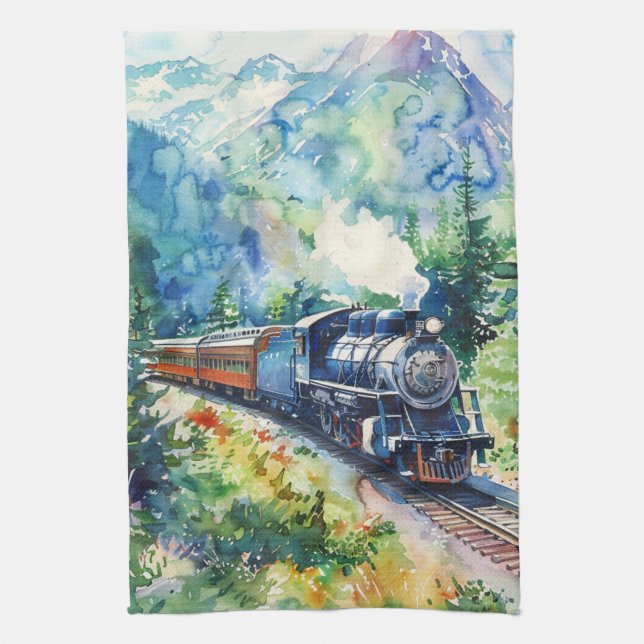 Scenic Landscape with Train Kitchen Towel (Vertical)