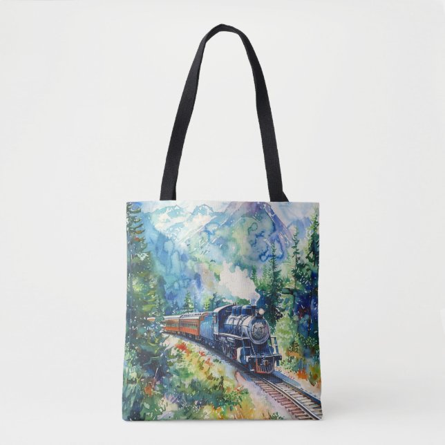 Scenic Landscape with Train Tote Bag (Front)