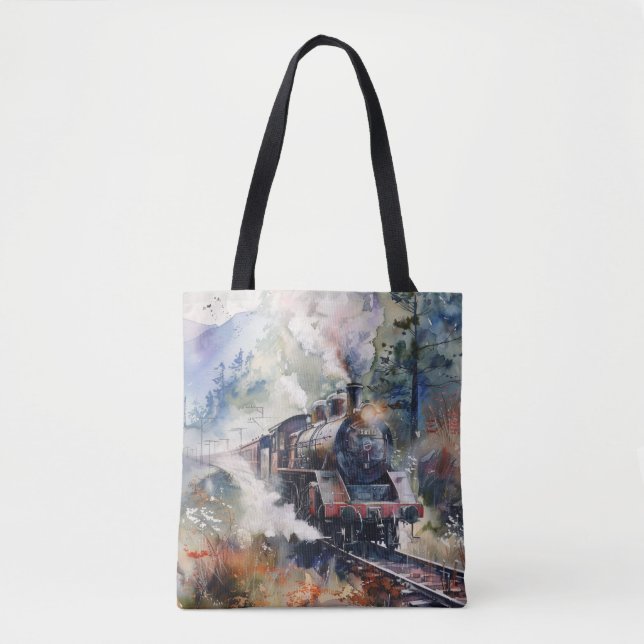 Scenic Landscape with Train Tote Bag (Front)